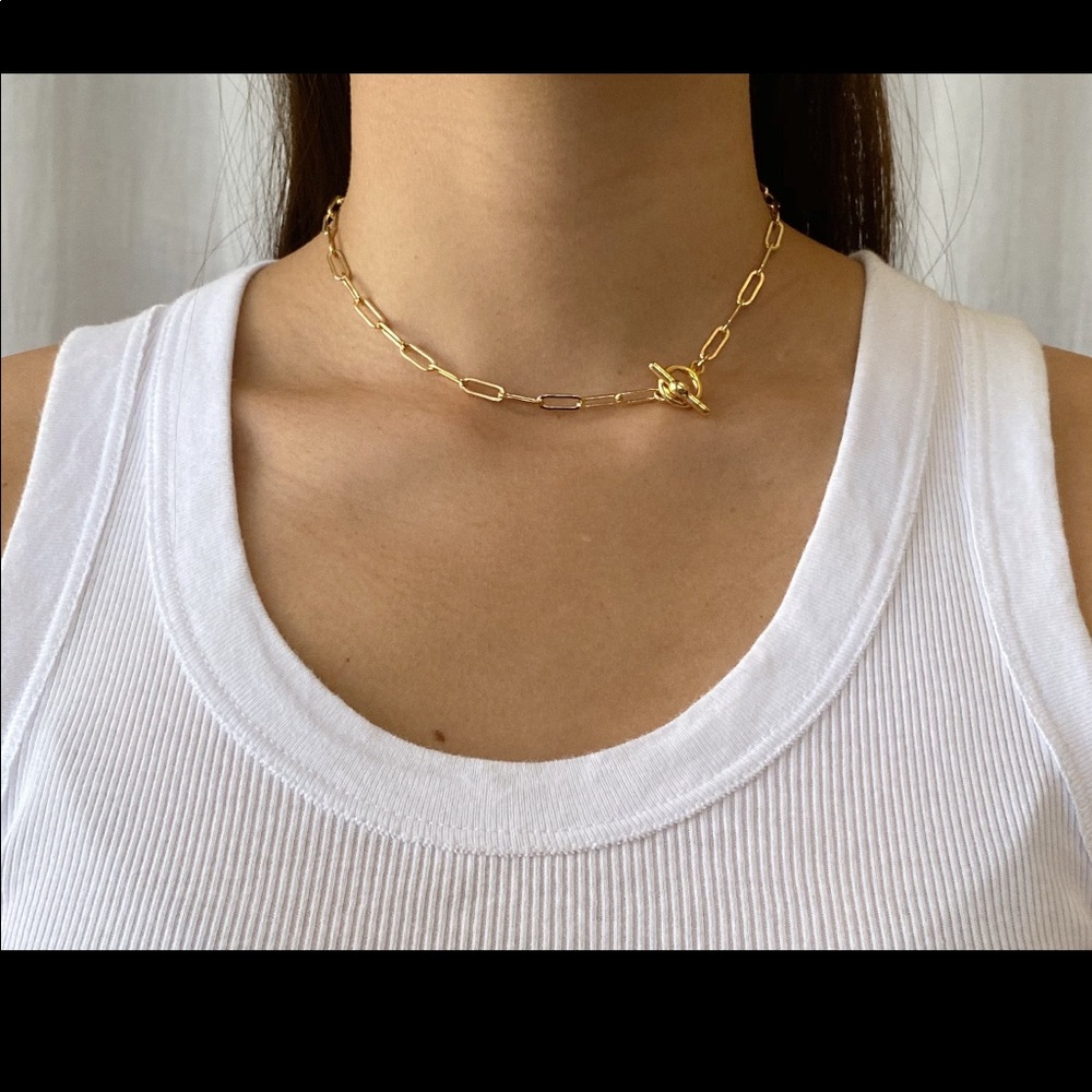 Gold paperclip necklace
